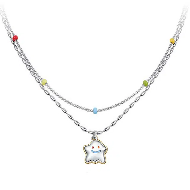 良碧 多巴胺双层叠戴潮酷趣味星星可爱气质小众小清新森系轻奢高级感浪漫小众心甜美百搭通勤 合金 项链 女款