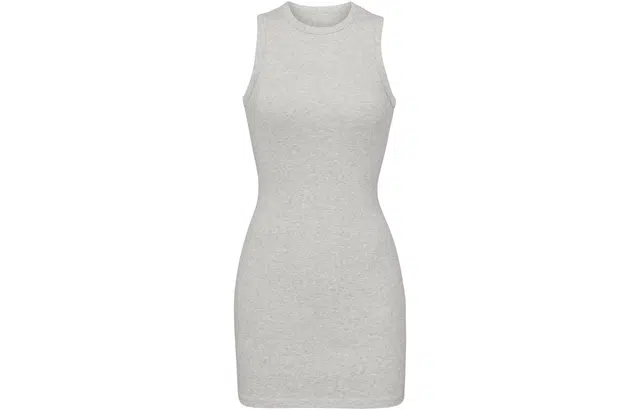 SKIMS COTTON RIB TANK DRESS LIGHT HEATHER GREY