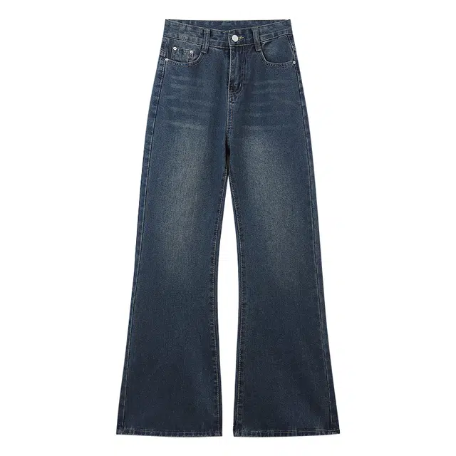 木清清 高腰舒适百搭牛仔裤 女款 复古蓝