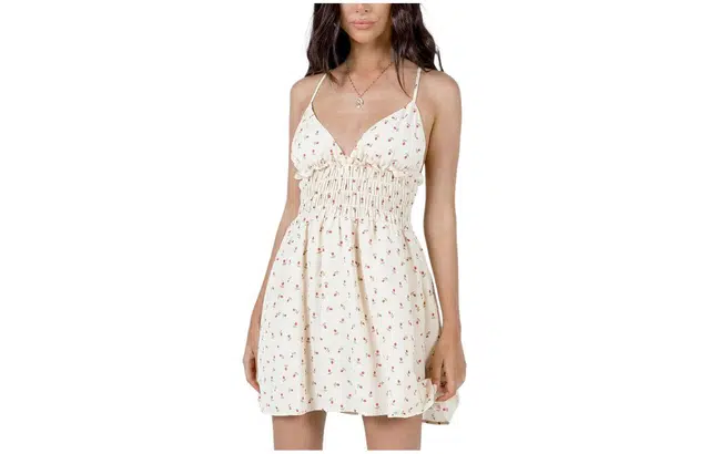 PRINCESS POLLY ROZA MINI DRESS BEIGE BEIGE