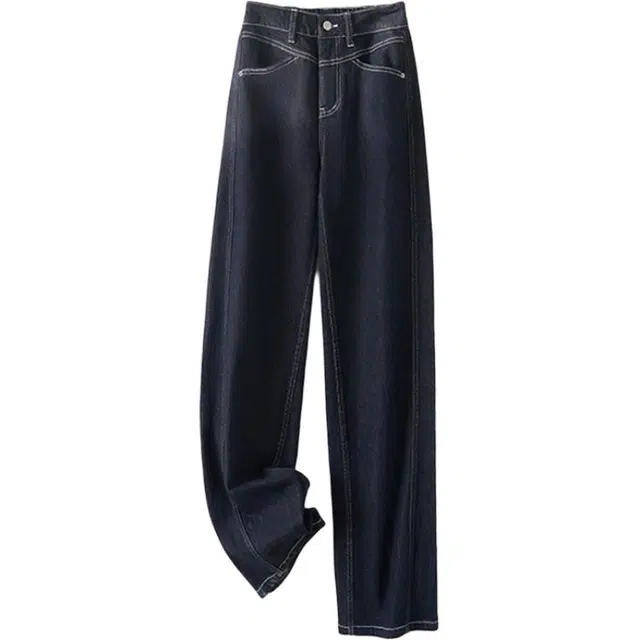 潞优野 直腿适中宽松牛仔裤 女款 蓝色