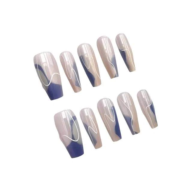 计轩 线条渲染  穿戴甲 方型奶杏色渐变 可爱