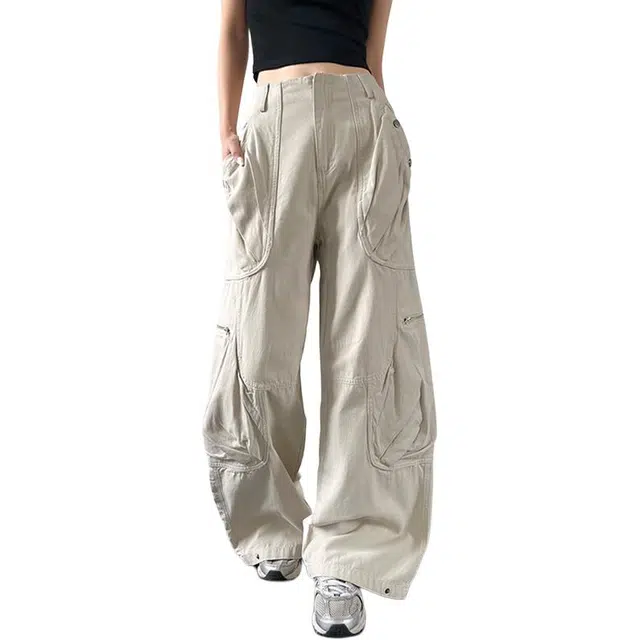 内在密码 设计感美式多口袋宽松直筒牛仔裤 男女同款