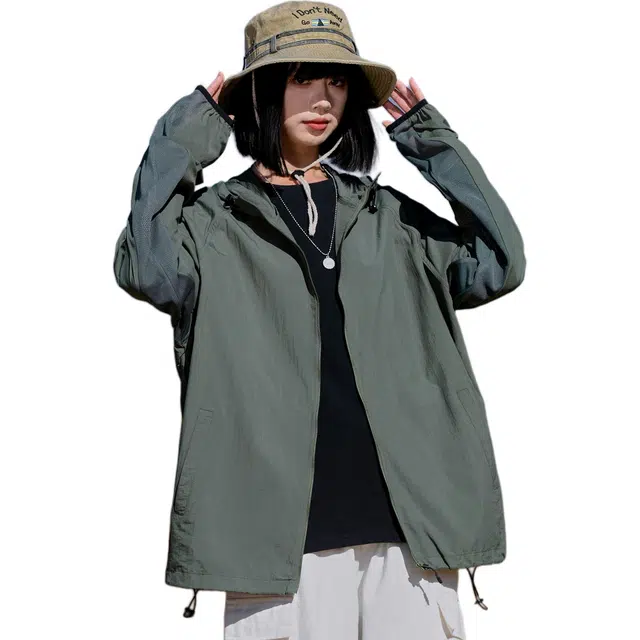 黑恐龙 柔软舒适透气钓鱼服休闲宽松百搭连帽简约防紫外线长袖防晒服 男女同款