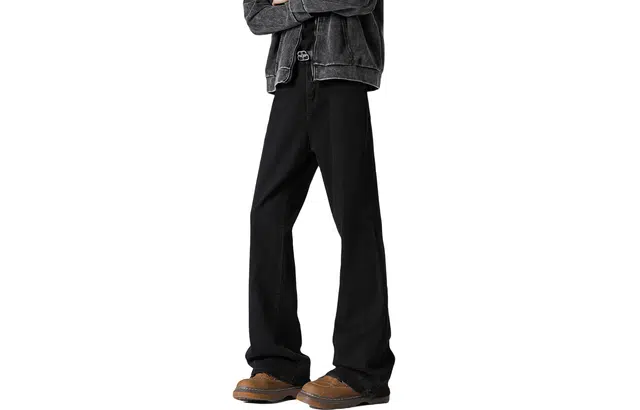 木林森 美式复古水洗做旧基础款中腰直筒休闲垂感舒适百搭慵懒感通勤牛仔裤 男女同款