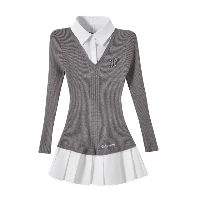 花山家的猫 气质简约时尚长袖连衣裙 女款