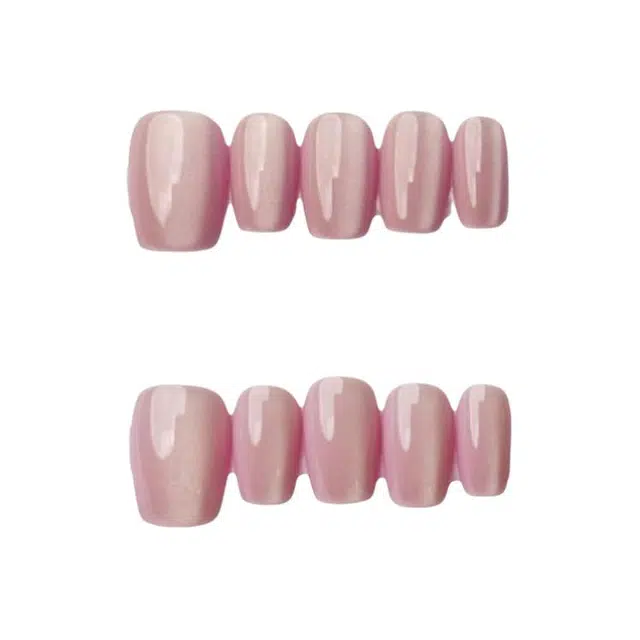 计轩 玲珑凝玉小众猫眼  穿戴甲 短短梯短款桃色裸色 纯色