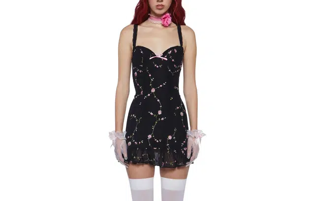 Dolls Kill Sugar Thrillz I'm Baby Mini Slip Dress