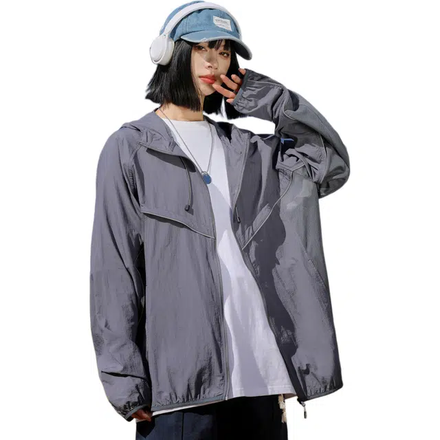 黑恐龙 时尚潮牌透气连帽轻薄休闲舒适透气柔软防晒服 男女同款