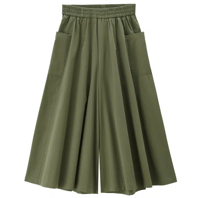 佐丹奴 纯色梭织高腰阔腿松紧腰薄款宽松七分休闲裤 女款