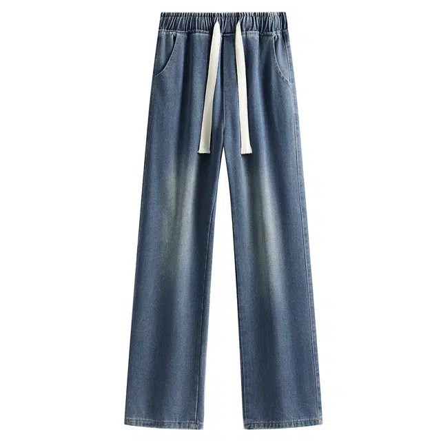 加菲猫家族 卡通动漫纯色简约美式复古高街水洗做旧中腰显高显瘦基础款百搭街头痞帅潮牌休闲牛仔裤 男女同款