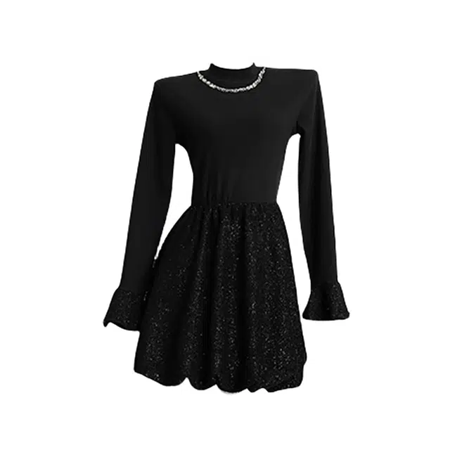 涂诗菲 时尚贵气高级感掐腰长袖连衣裙 女款