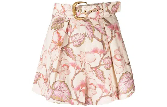 Zimmermann SS24 Floral High-Waist Shorts Coral Pink
