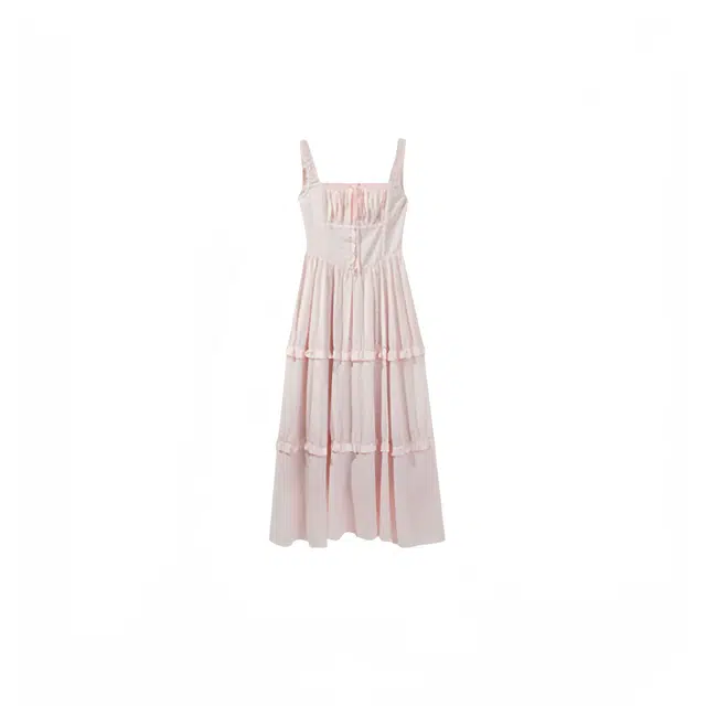 木清清 套头长款合身吊带连衣裙 女款 波点粉