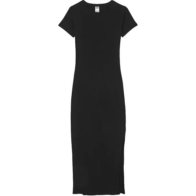 Victoria's Secret PINK CONTOUR RIBBED MIDI DRESS Pure Black