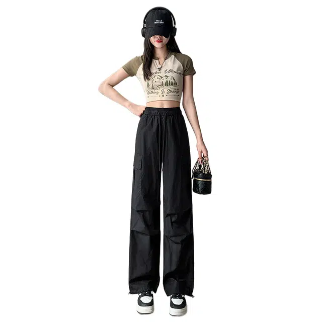 玉儿恋 休闲宽松韩版时尚工装裤 女款