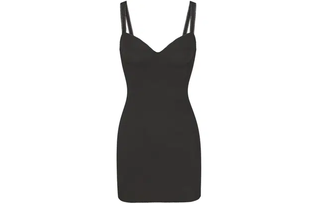 SKIMS COTTON RIB PICOT CAMI MINI DRESS SOOT