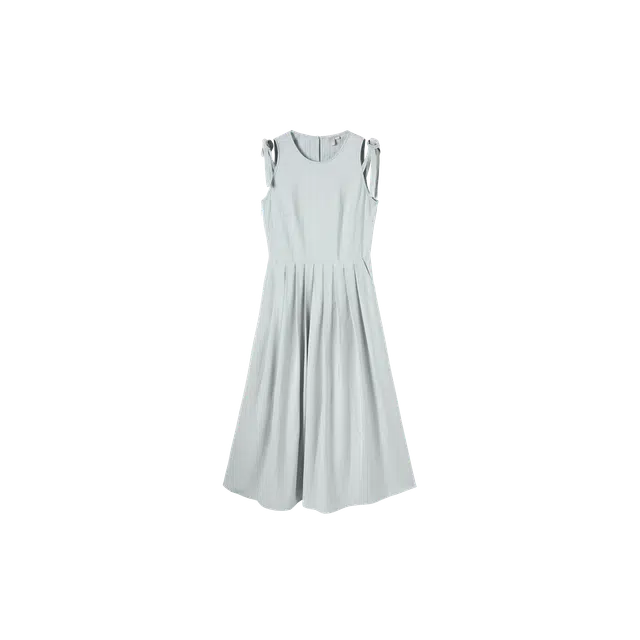 对白 浪漫百褶背心连衣裙女年夏季设计感系带显瘦无袖长裙