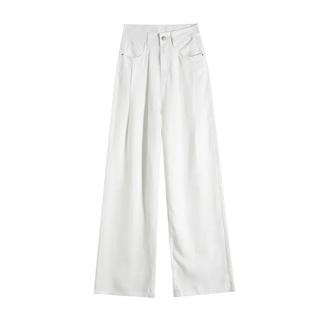 玫丝朵 美式时尚舒适宽松百搭阔腿牛仔裤 女款 白色