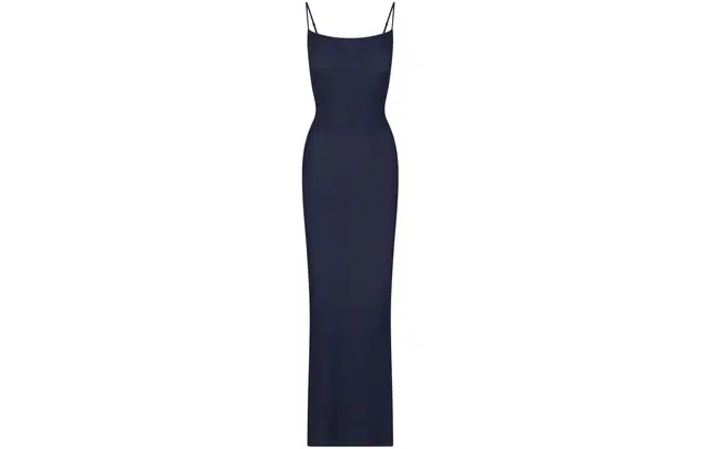 SKIMS SOFT LOUNGE LONG SLIP DRESS NAVY