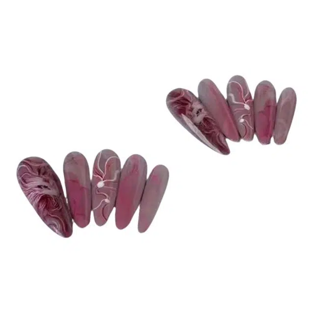 计轩 国风  穿戴甲 中长款尖型桃色晕染 新中式