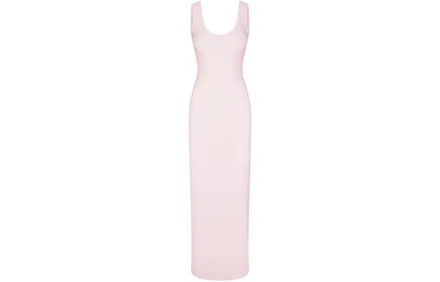 SKIMS SOFT LOUNGE LACE SCOOP NECK DRESS CHERRY BLOSSOM