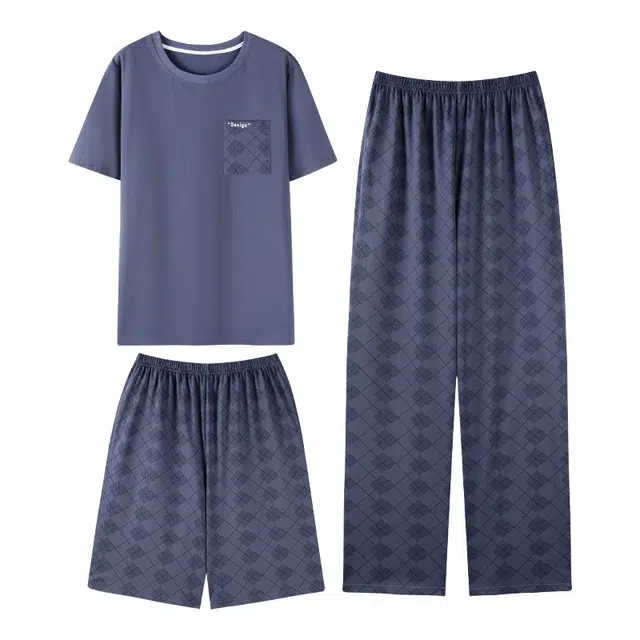 向薇 凉感短袖长裤家居服睡衣套装 男款
