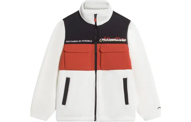 李宁儿童 都市户外系列 拼接开衫撞色加拉链长袖外套夹克 儿童款