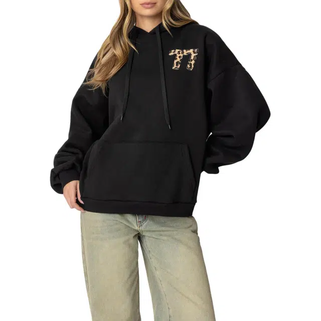 edikted Leopard 77 Oversized Hoodie 77