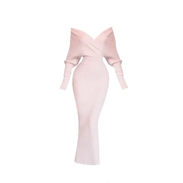桴生 多种风格修身收腰宴会针织包臀裙长袖连衣裙 女款