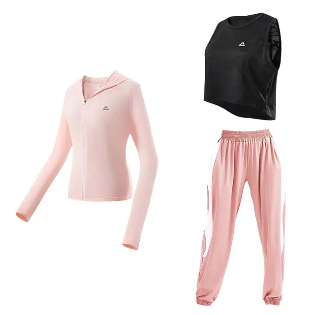 匹克 瑜伽服健身运动服外套背心运动裤三件套健身套装 女款