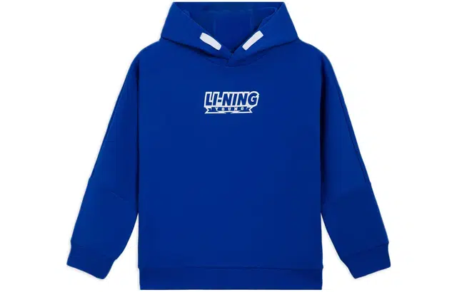 李宁 童装 篮球系列 字母印花连帽套头抓绒卫衣 男童 暴风蓝