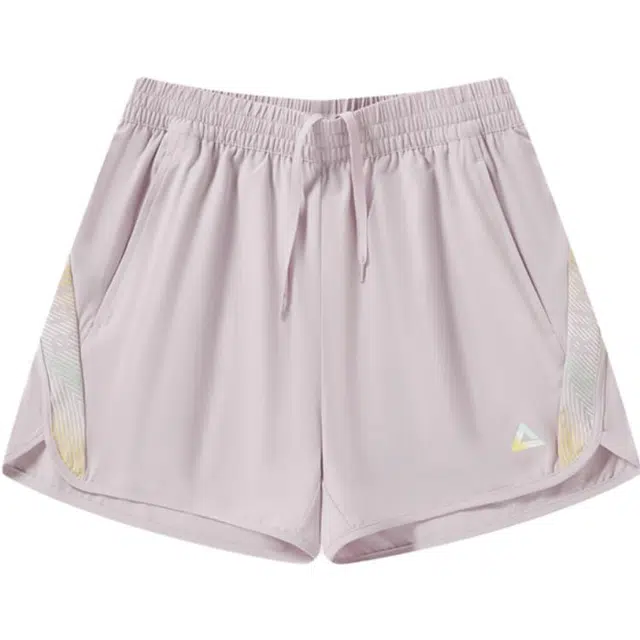 匹克 跑步系列 纯色梭织速干运动短裤 女款 浅粉紫
