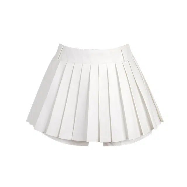 花铃太太 纯色高腰百褶休闲短裙 女款