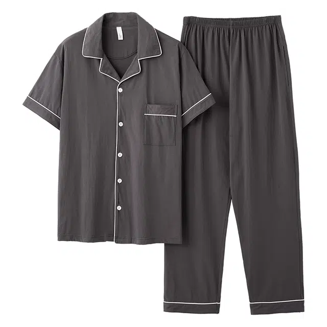 好福份 青春活力短袖纯色休闲百搭长裤可外穿家居服睡衣套装 男款