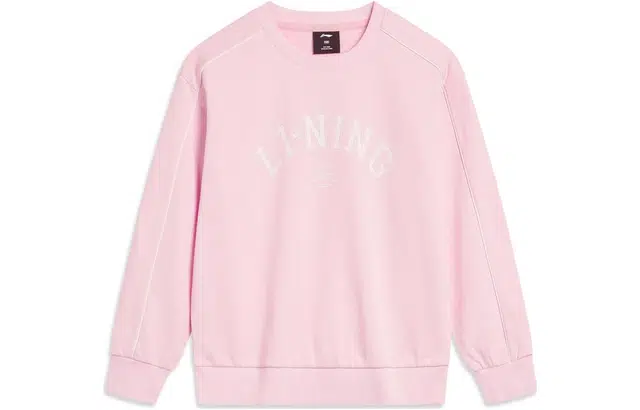 李宁儿童 童装 篮球系列 字母圆领套头卫衣 男童女童 甜杏粉