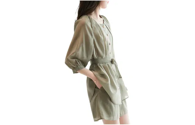 【dme】 圆领五分袖上衣纯色短裤休闲运动套装 女款