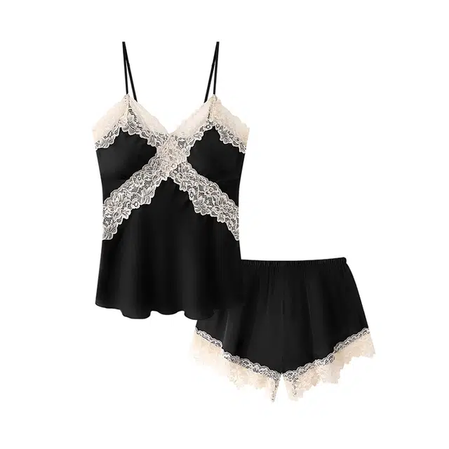 黛尔佳人 带可拆卸胸垫性感蕾丝舒适柔软吊带家居服睡衣 女款