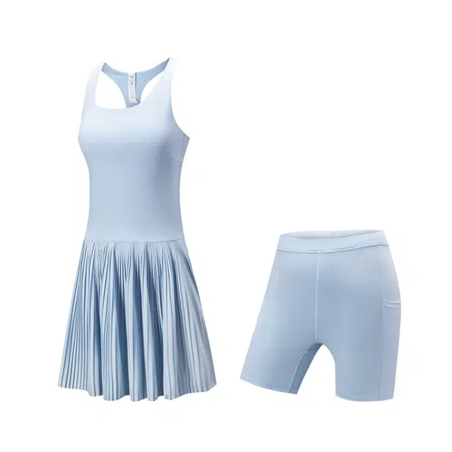 超级安踏 纯色舒适透气简约百搭无袖连衣裙 女款 浅雾蓝