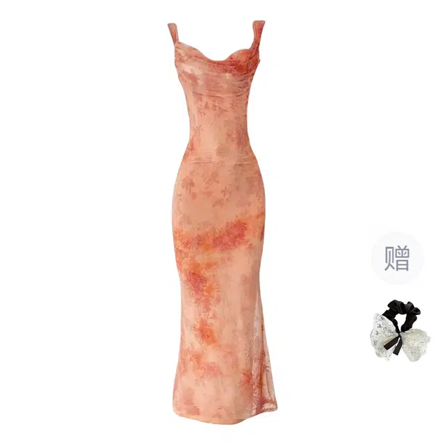 涂诗菲 法式纯欲风性感设计蝴蝶结露背度假收腰包臀无袖连衣裙 女款 图片色