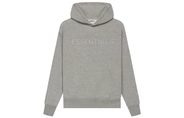 Fear of God Essentials SS21 Kids Pull-Over Hoodie Dark Heather Oatmeal Logo