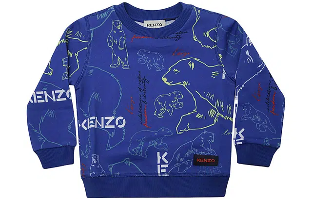 KENZO FW22 Letter Print Crewneck Sweatshirt Blue Boys
