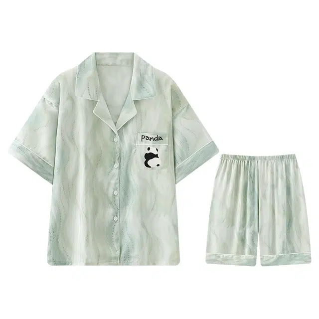 向薇 冰丝高级感短袖五分裤薄款凉感家居服可外穿青少年夏季睡衣套装 男款