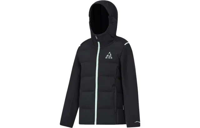 李宁儿童 纯色拉链连帽抓绒长袖羽绒服 儿童款 黑色