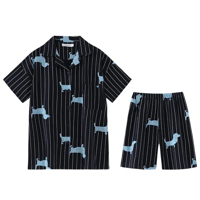 好福份 薄款短袖卡通小狗休闲可爱可外穿家居服睡衣套装 男款