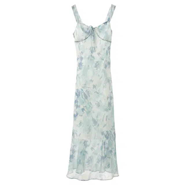 法儿家 海岛玫瑰夏季度假收腰气质吊带连衣裙 女款