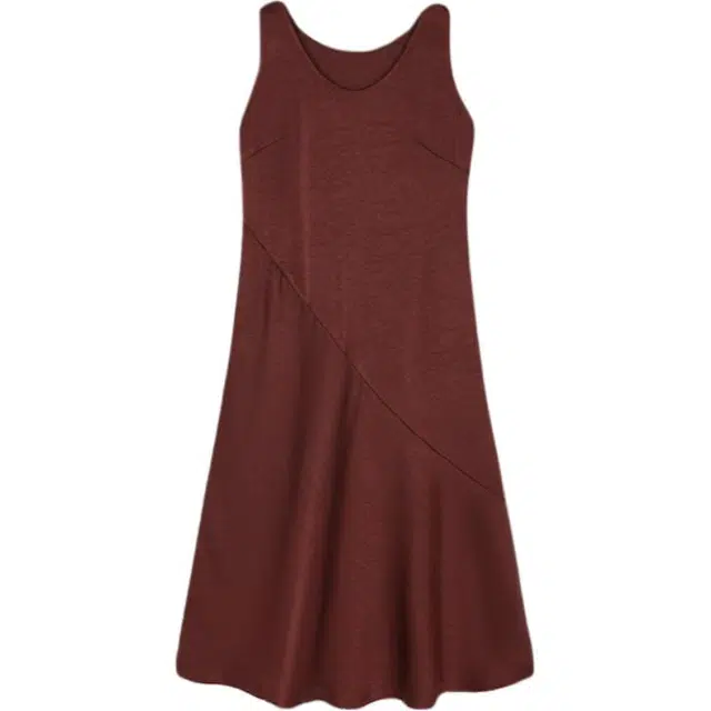 沫晗依美 气质缎感微皱肌理显瘦百搭无袖连衣裙 女款 安哥拉红