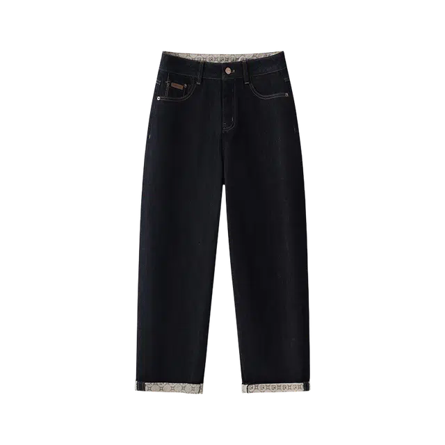 北极绒 高腰宽松哈伦裤百搭小个子显瘦牛仔裤 女款 蓝色