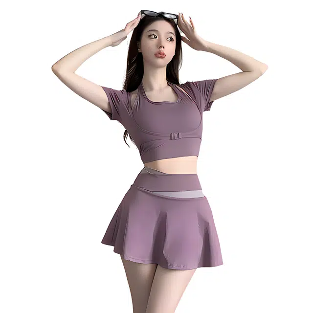 怪力萝莉  速干跑步女夏季晨跑跳舞假两件裤裙服装  瑜伽套装
