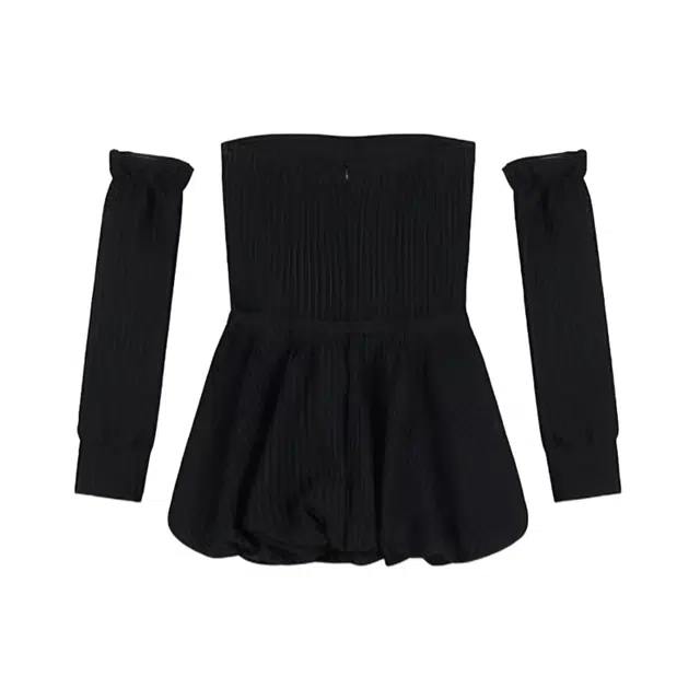 怪力萝莉 设计感辣妹一字领长袖连衣裙 女款 黑色